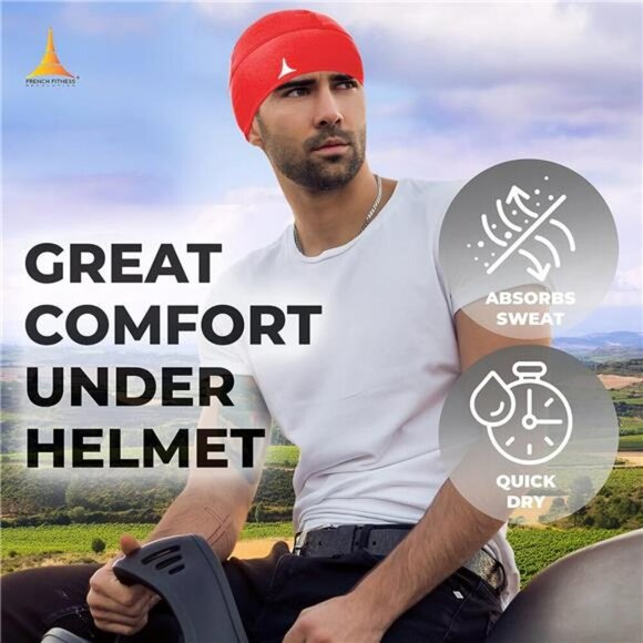 Moisture Wicking Skull Cap Helmet Liner Cooling Sweat Beanie for Sports Men - Picture 2 of 7